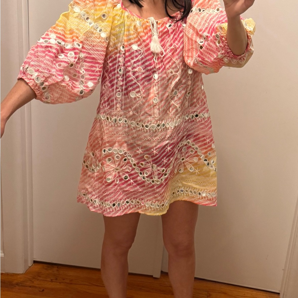 Juliet Dunn swim cover up, VACATION READY Colorful Dress, mirror details